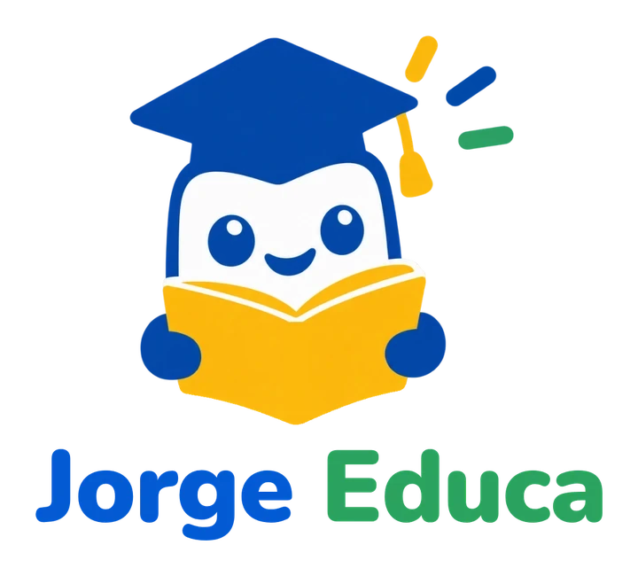 Mascota de Jorge Educa: un personaje con birrete leyendo un libro